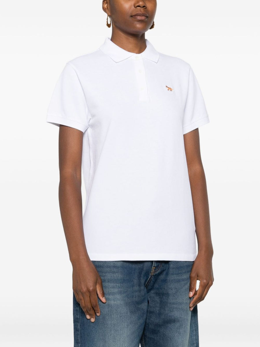 Maison Kitsuné Baby Fox Polo Top For Women Crisp White Cotton With Embroidered Fox Logo