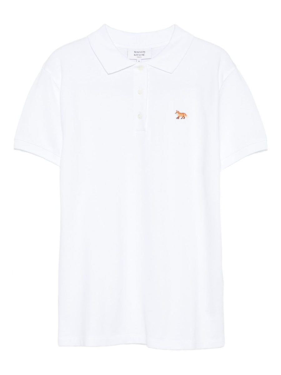 Maison Kitsuné Baby Fox Polo Top For Women Crisp White Cotton With Embroidered Fox Logo