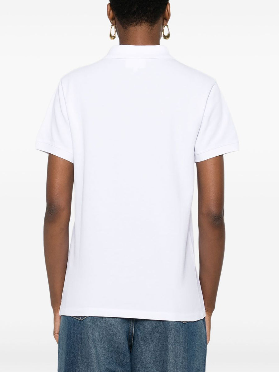 Maison Kitsuné Baby Fox Polo Top For Women Crisp White Cotton With Embroidered Fox Logo