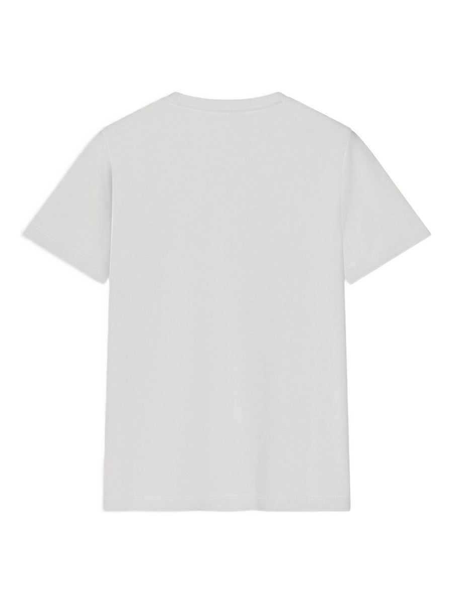 Maison Kitsuné Fox Head Embroidered Cotton T Shirt White Crew Neck Short Sleeve