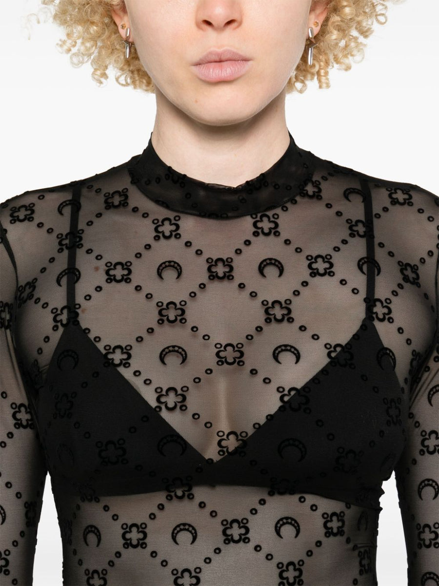 Marine Serre Moonogram mesh flock top