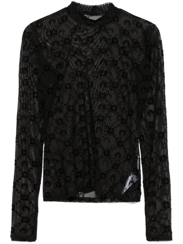 Marine Serre Moonogram mesh flock top