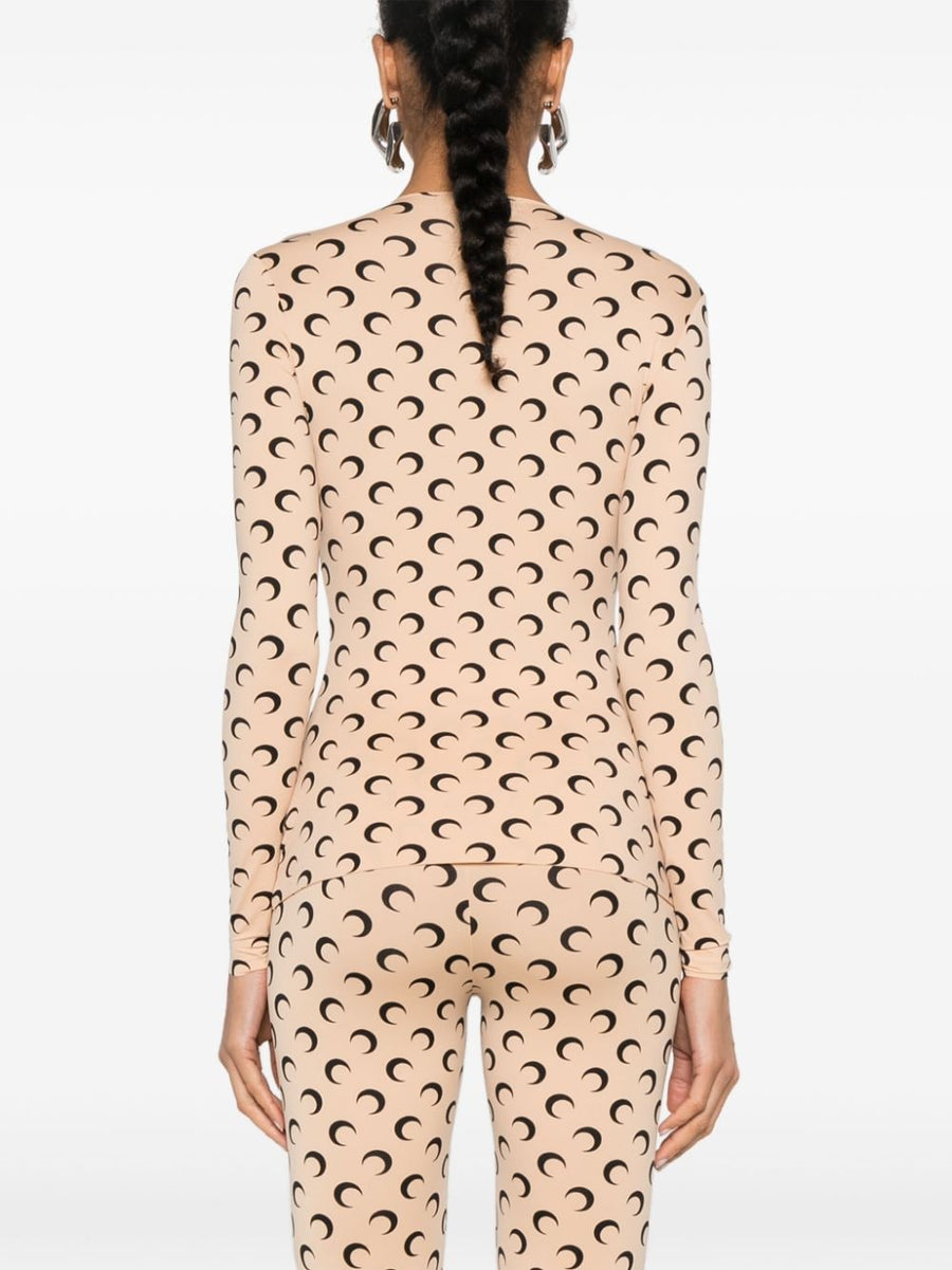 Marine Serre Moon Crewneck Top Luxury Sustainable Recycled Polyamide Moonogram Pattern Women