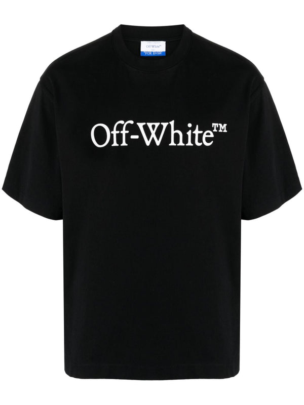 Off White Big Bookish Cotton T Shirt For Men Premium Everyday Comfort Front Logo Print Crew Neck