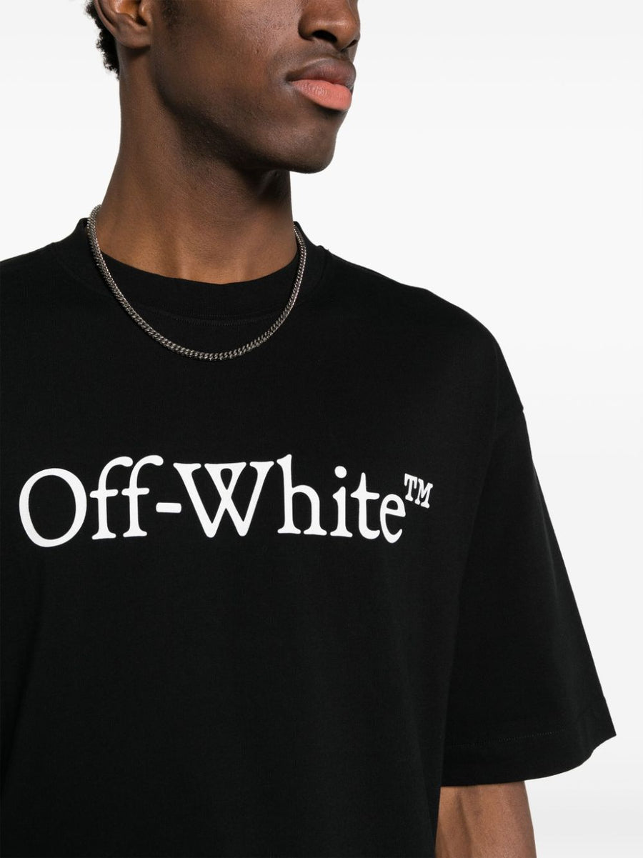 Off White Big Bookish Cotton T Shirt For Men Premium Everyday Comfort Front Logo Print Crew Neck