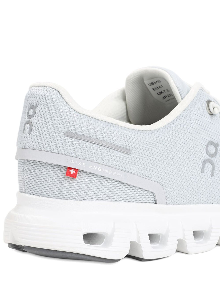On Cloud 6 Sneakers For Men White Front LaceUp Ridged Rubber Sole Branded Insole
