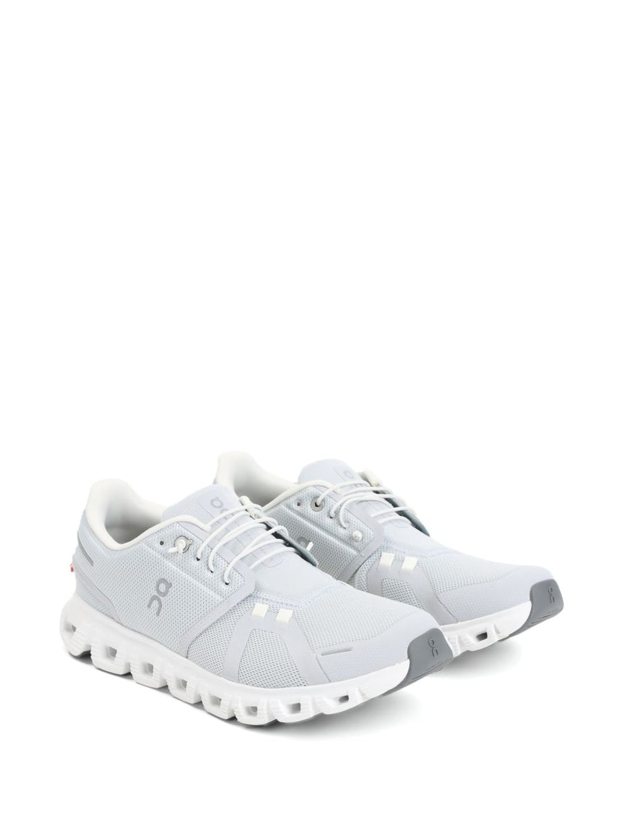 On Cloud 6 Sneakers For Men White Front LaceUp Ridged Rubber Sole Branded Insole