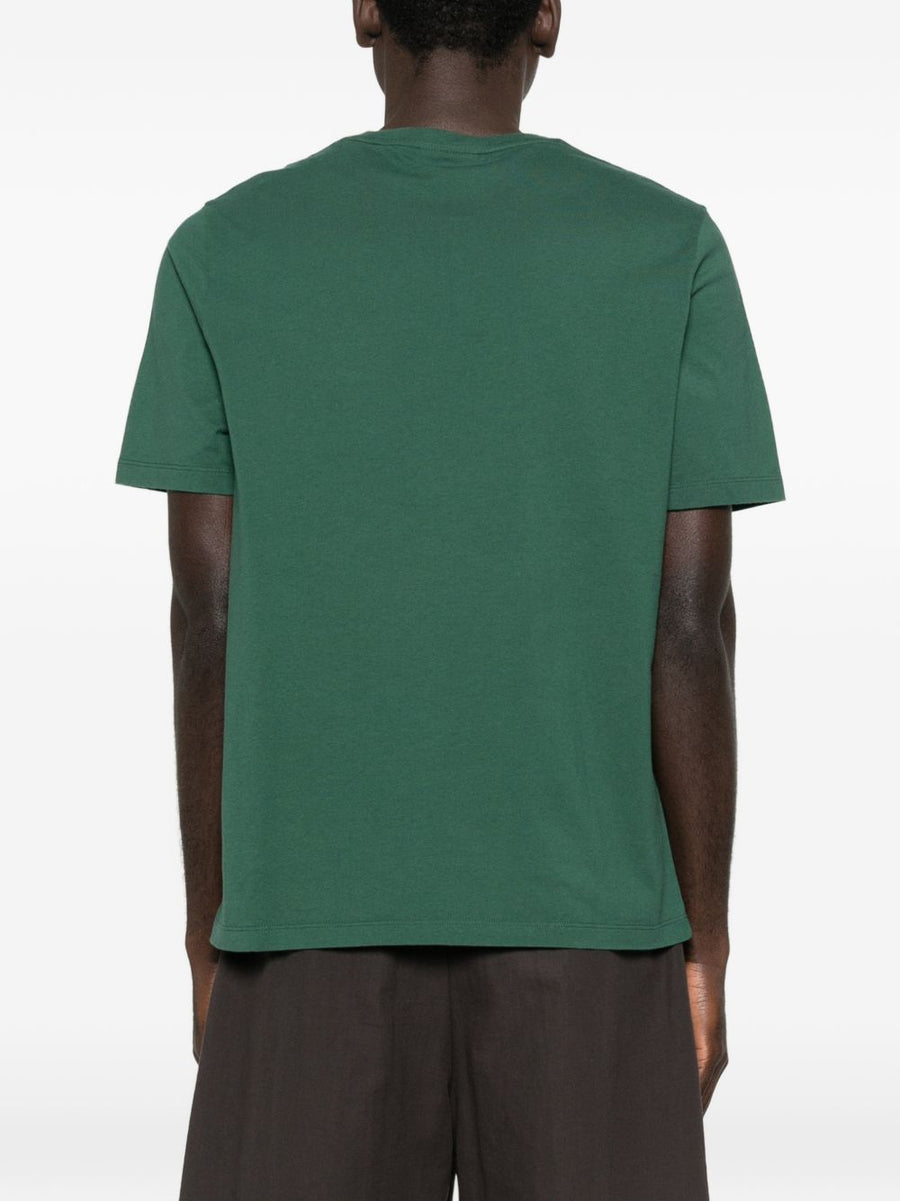 Maison Kitsuné Fox Head Motif Organic Cotton T Shirt For Men Green Round Neck Short Sleeve Versatile