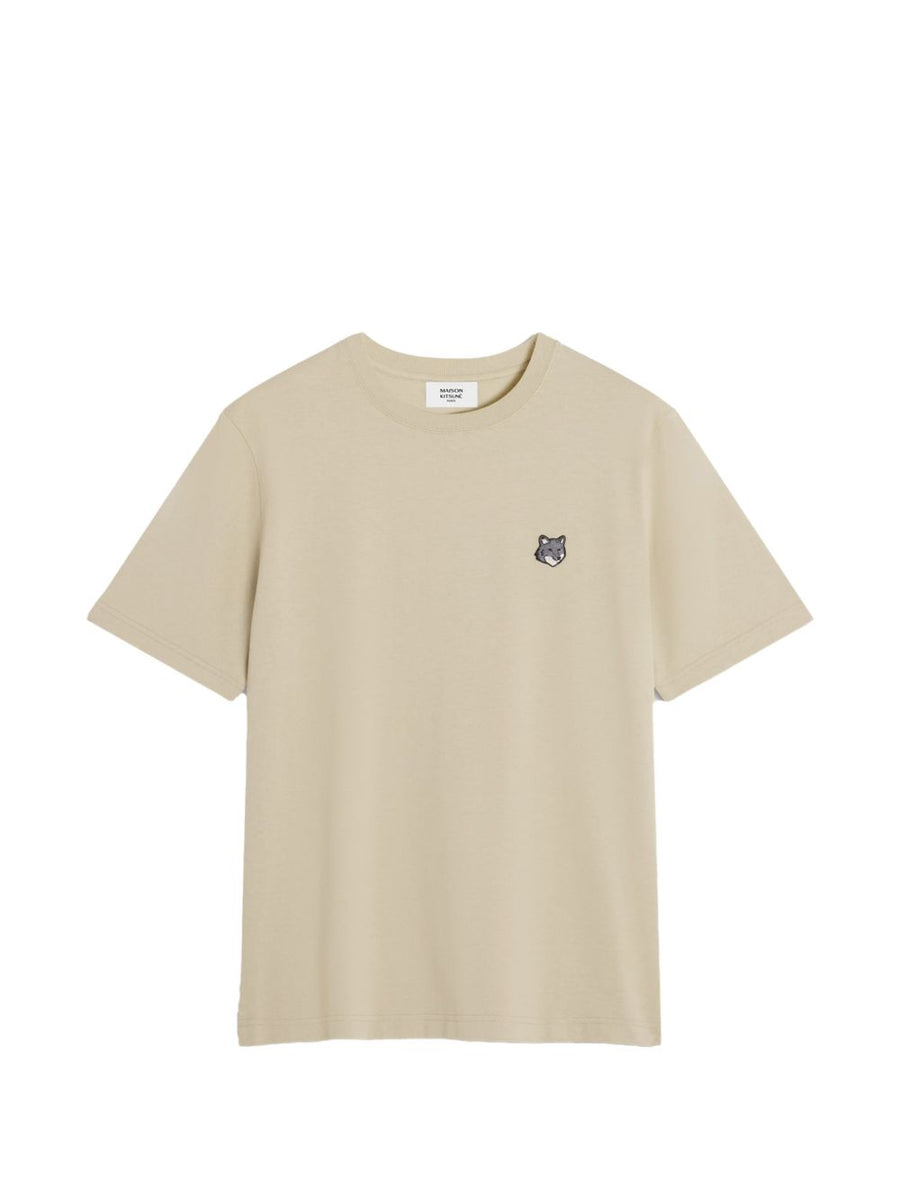 Maison Kitsuné Fox Head Organic Cotton T Shirt Beige Unisex Everyday Wardrobe Essential