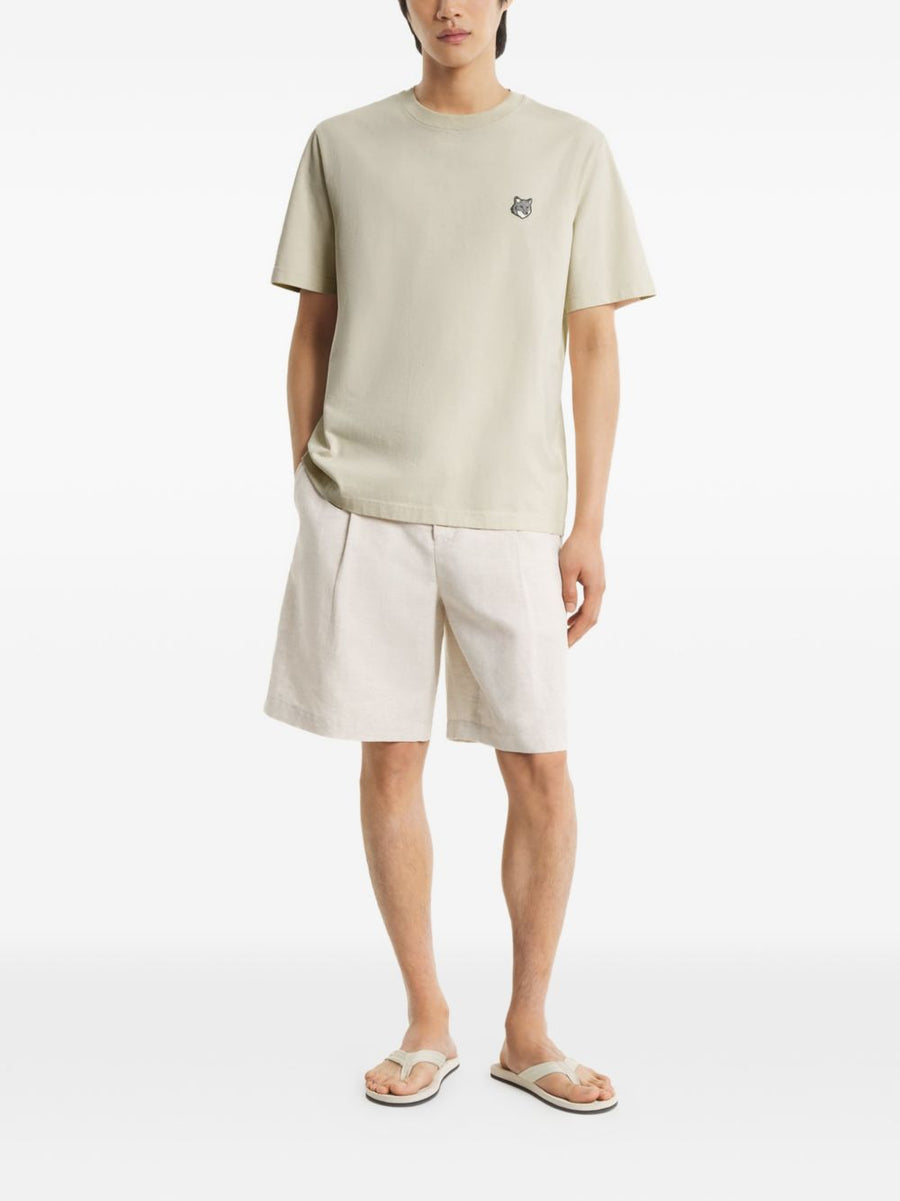 Maison Kitsuné Fox Head Organic Cotton T Shirt Beige Unisex Everyday Wardrobe Essential