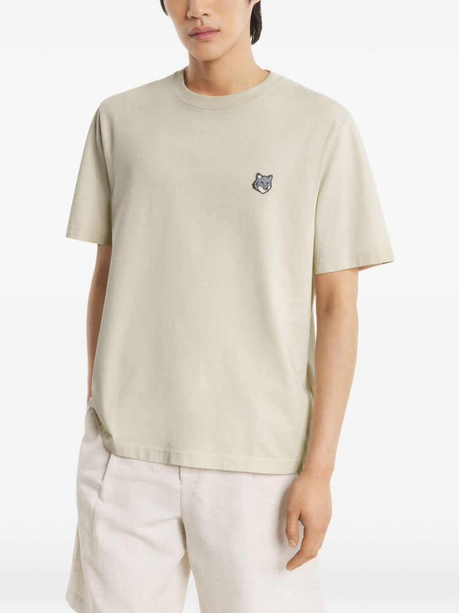 Maison Kitsuné Fox Head Organic Cotton T Shirt Beige Unisex Everyday Wardrobe Essential