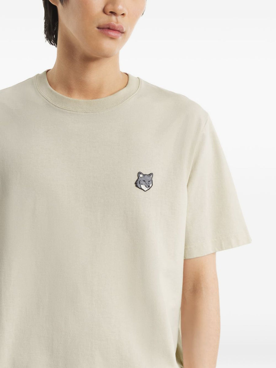 Maison Kitsuné Fox Head Organic Cotton T Shirt Beige Unisex Everyday Wardrobe Essential