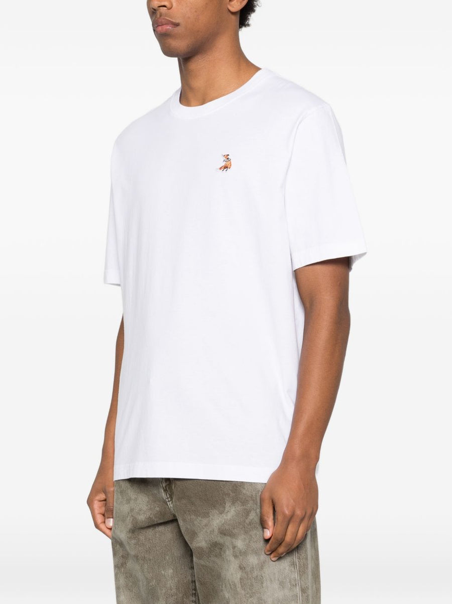 Maison Kitsuné Dreaming Fox Organic Cotton T Shirt For Men White Crew Neck Premium Signature