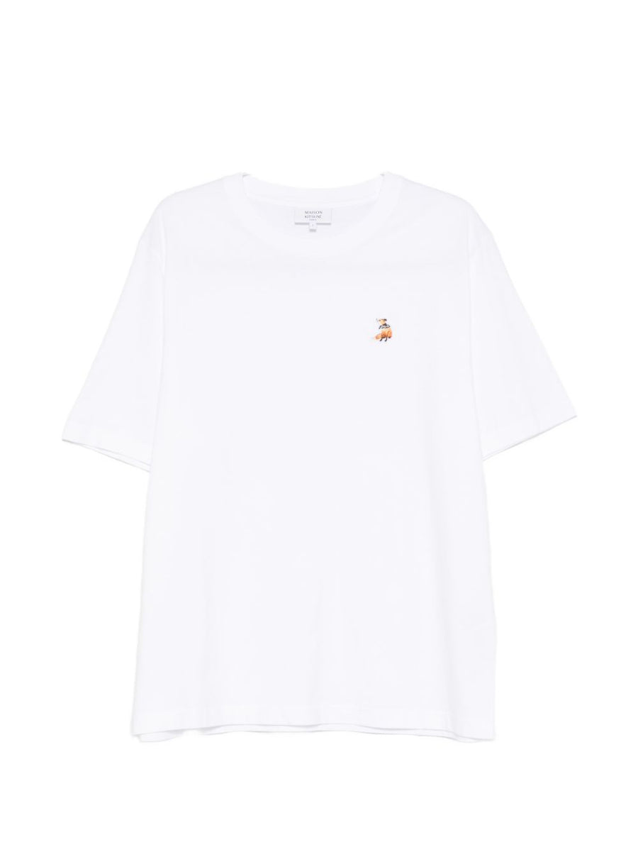 Maison Kitsuné Dreaming Fox Organic Cotton T Shirt For Men White Crew Neck Premium Signature