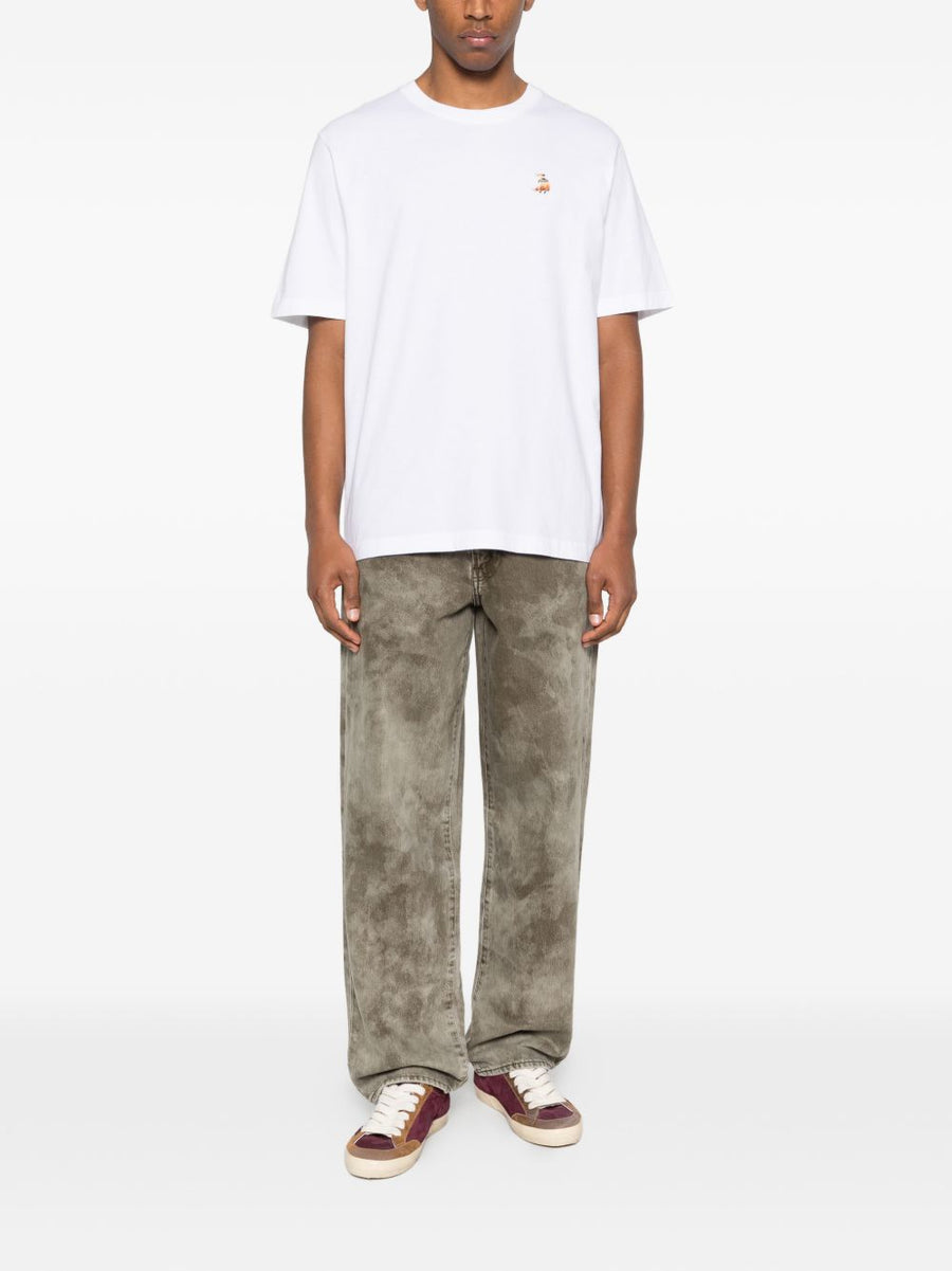 Maison Kitsuné Dreaming Fox Organic Cotton T Shirt For Men White Crew Neck Premium Signature