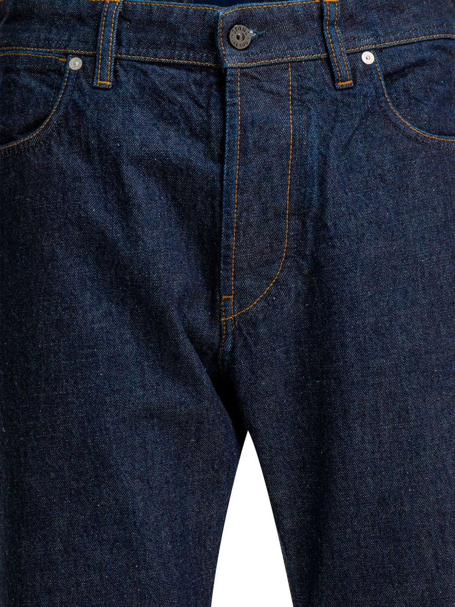 Stone Island Navy Cotone Denim Jeans Straight Leg 5 Pocket Luxury Menswear Essential