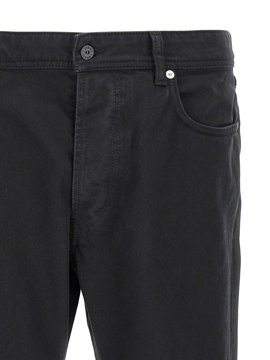 Stone Island Denim Jeans Black Straight Leg For Men With Five Pocket Design Front Button Closure Premium Craftsmanship
