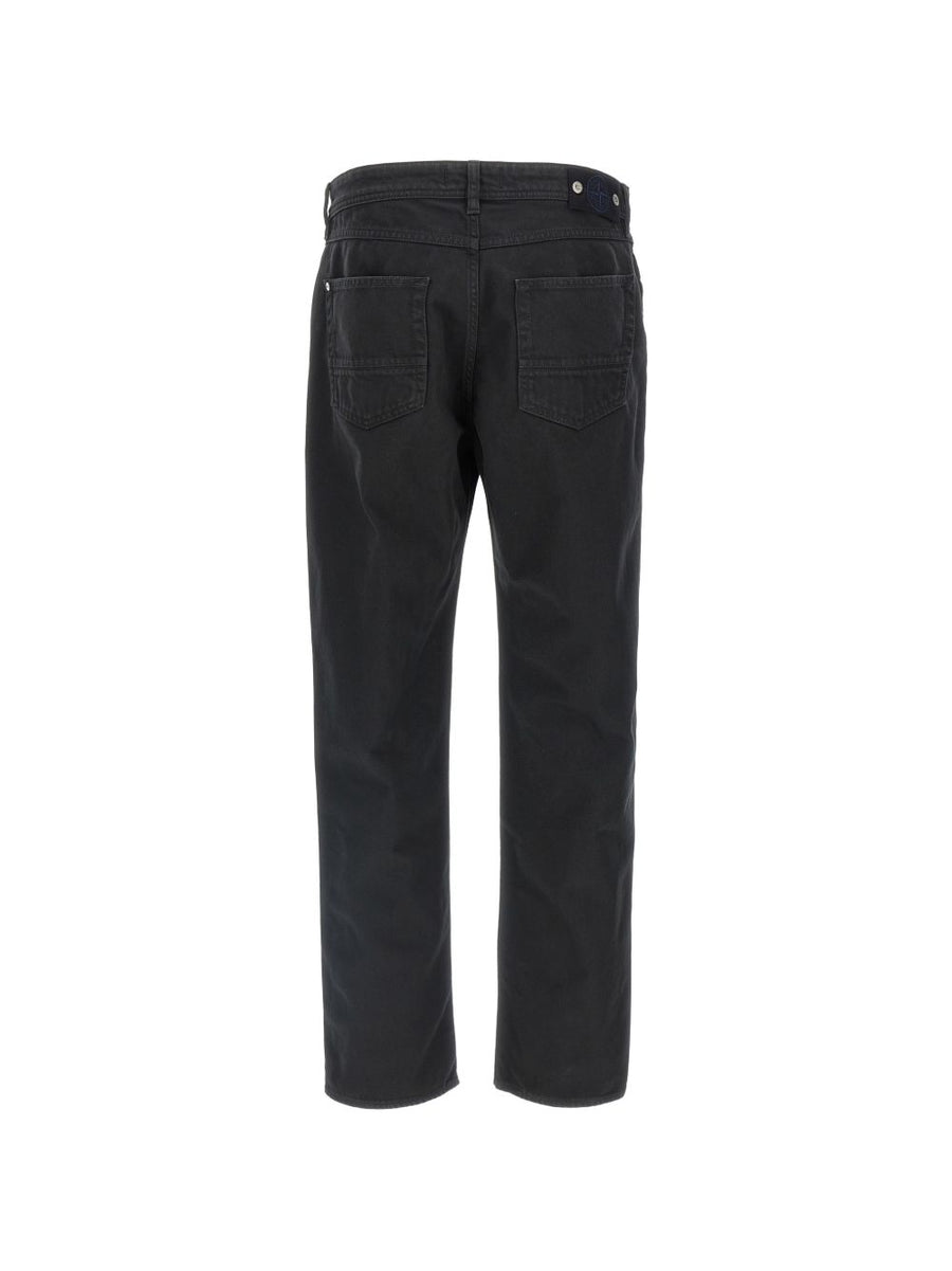 Stone Island Denim Jeans Black Straight Leg For Men With Five Pocket Design Front Button Closure Premium Craftsmanship