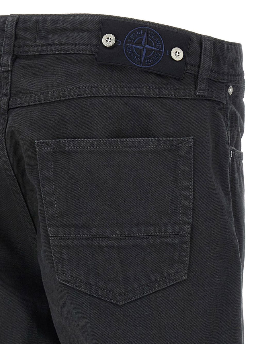 Stone Island Denim Jeans Black Straight Leg For Men With Five Pocket Design Front Button Closure Premium Craftsmanship