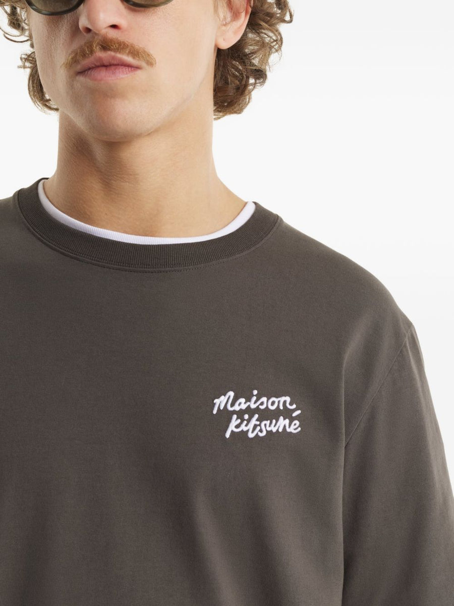 Maison Kitsuné Handwriting Comfort T Shirt For Men Seasonless Everyday Essential Soft Organic Cotton