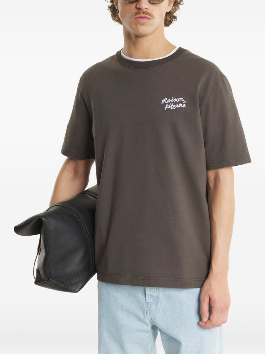 Maison Kitsuné Handwriting Comfort T Shirt For Men Seasonless Everyday Essential Soft Organic Cotton