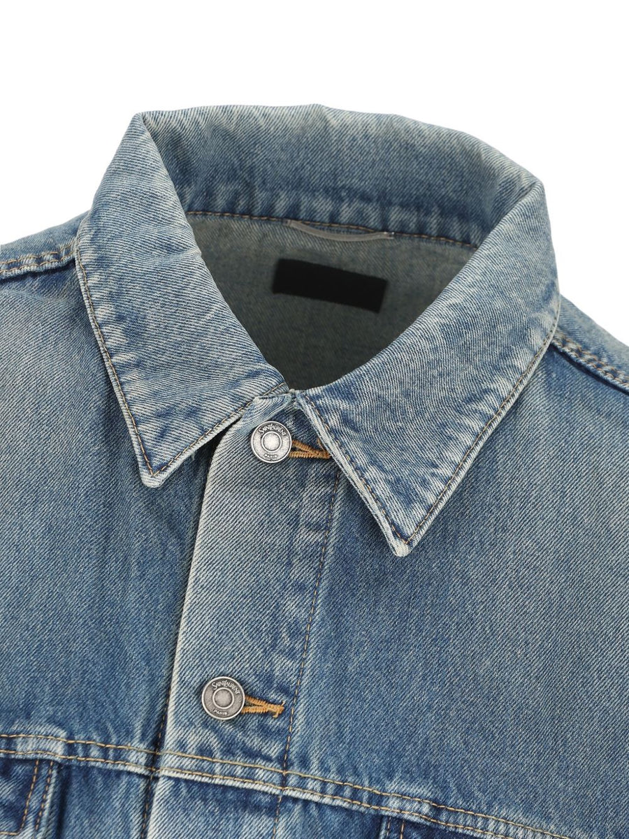 Saint Laurent Navy Denim Trucker Jacket For Men Premium Craftsmanship And Timeless Style