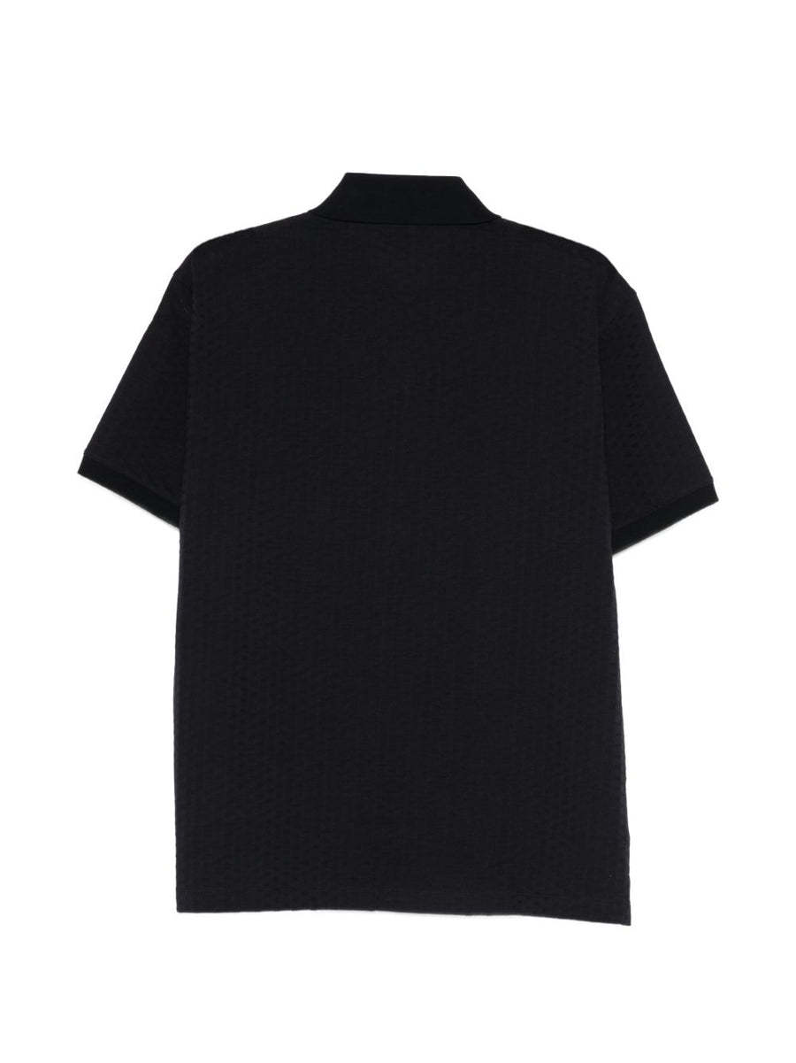 Emporio Armani Logo Polo Shirt For Men Navy One Hundred Percent Cotton Textured Finish Signature Luxury