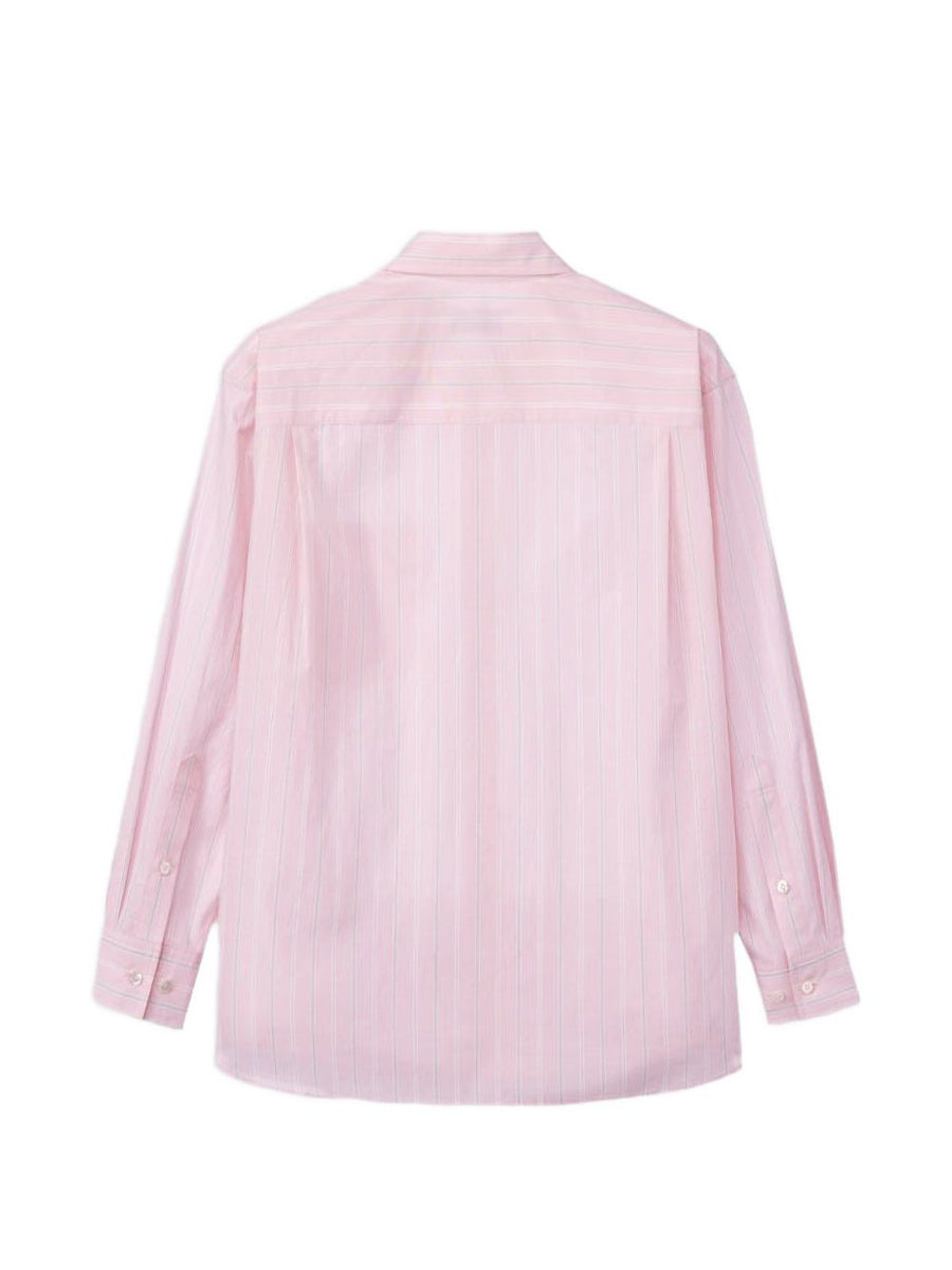 Dunst Striped Cotton Shirt For Women With Soft Pink Stripes Chest Pocket And Classic Button Front