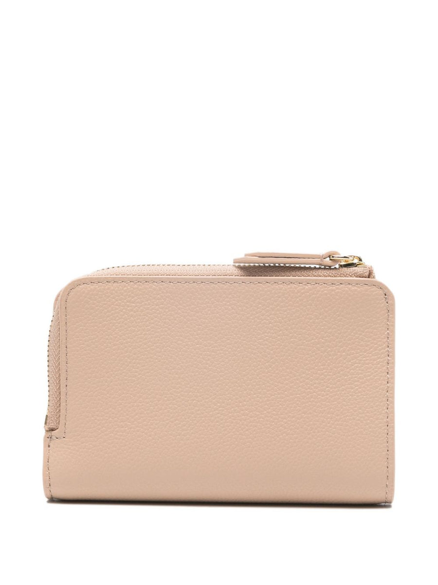 Emporio Armani Deer Print Leather Luxury Beige Bifold Wallet For Women With Card Slots And Note Compartment