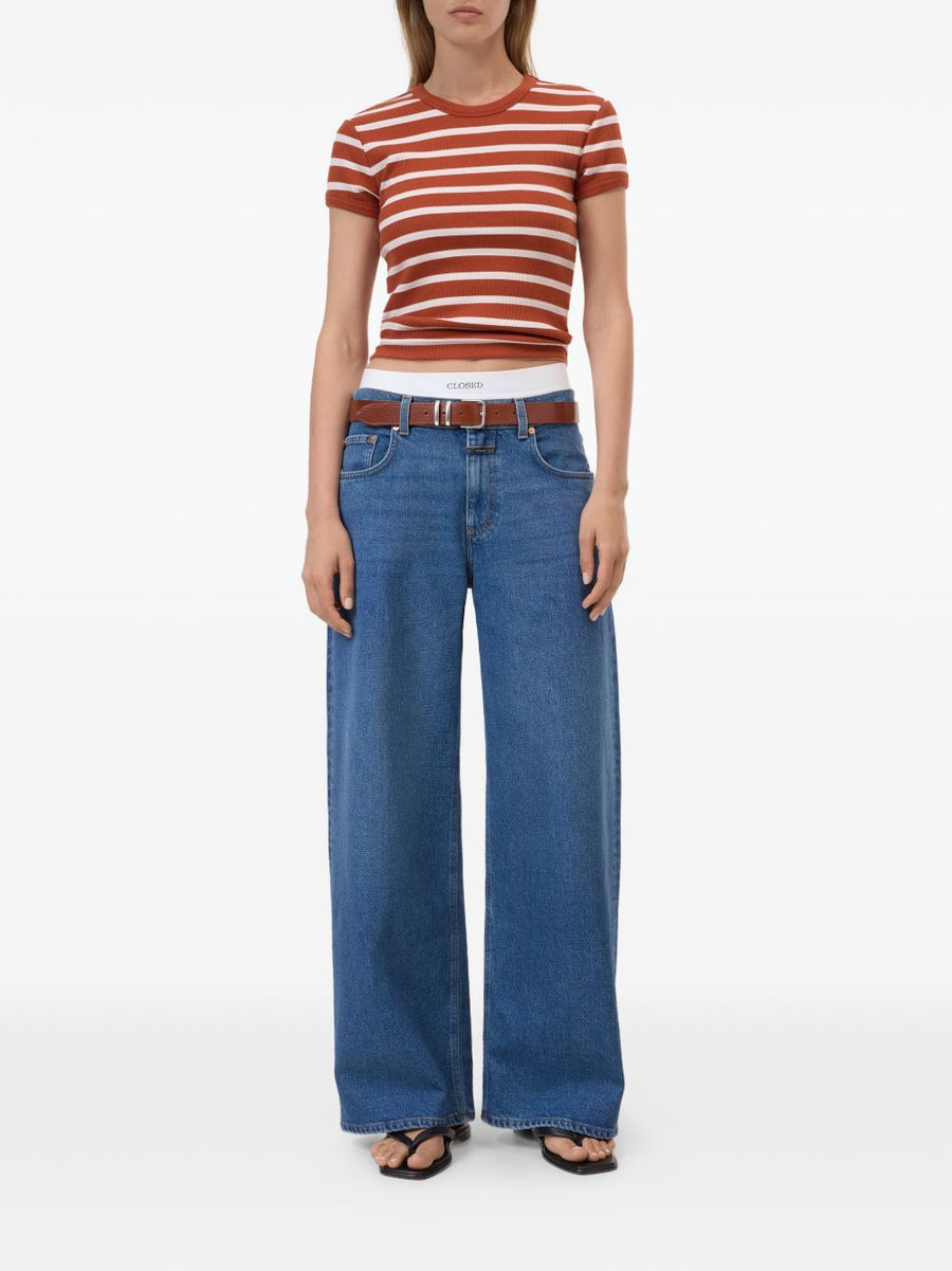 Closed Flared Denim Jeans For Women Navy Hundred Percent Fabric Everyday Wardrobe Staple Essential