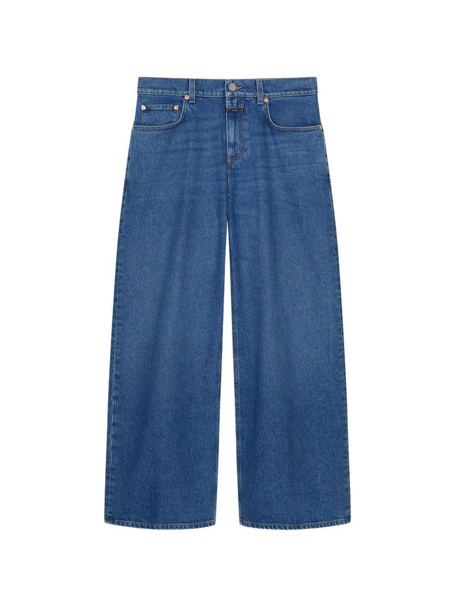 Closed Flared Denim Jeans For Women Navy Hundred Percent Fabric Everyday Wardrobe Staple Essential