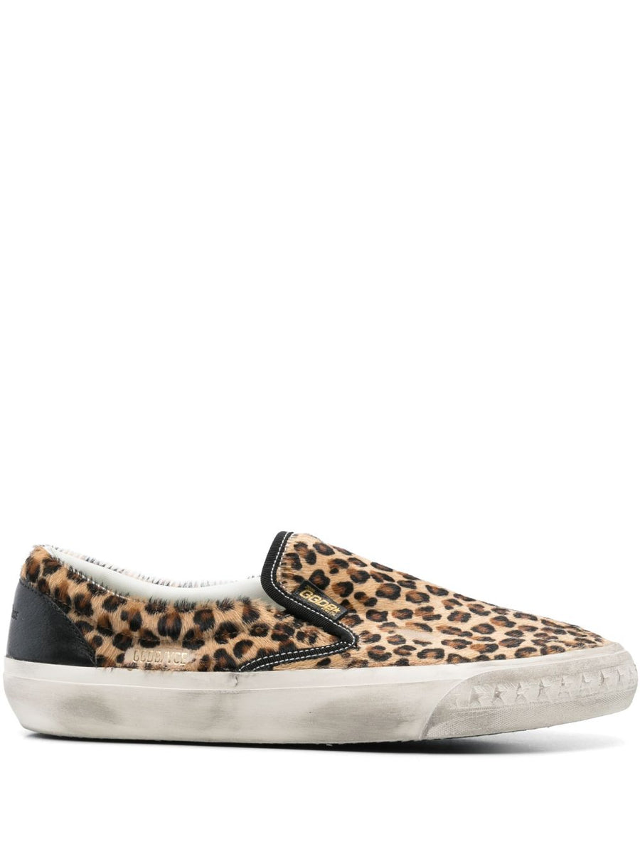 Golden Goose Penstar VCE Slip On Sneakers For Men Luxury Leopard Print Leather Comfort And Effortless Style
