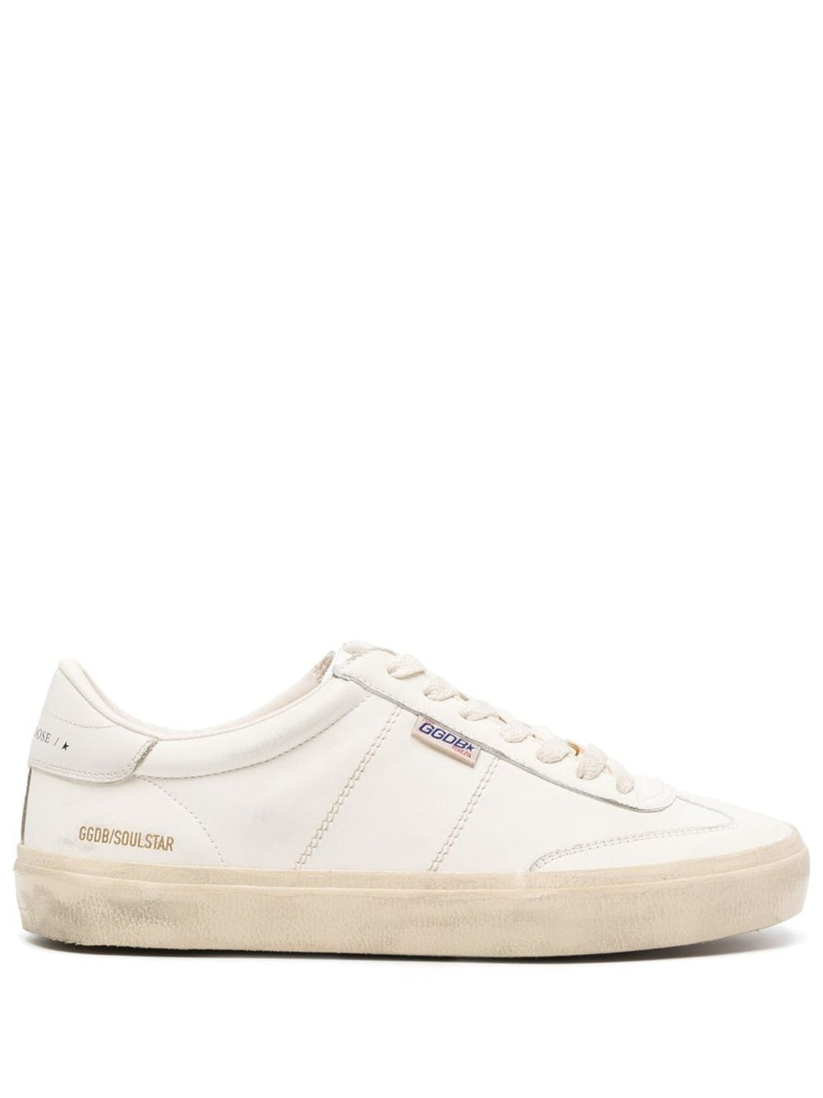 Golden Goose Soul Star Sneakers White Calf Leather Distressed Luxury For Men Premium Casual Streetwear
