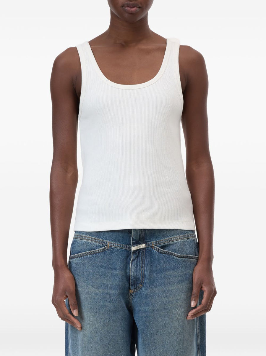 Closed Ivory Cotton Tank Top For Women - Ribbed Sleeveless Base Layer, Breathable Everyday Essential