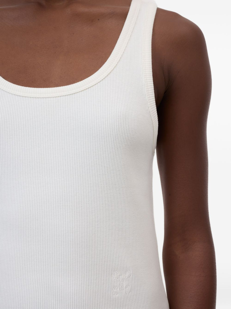 Closed Ivory Cotton Tank Top For Women - Ribbed Sleeveless Base Layer, Breathable Everyday Essential