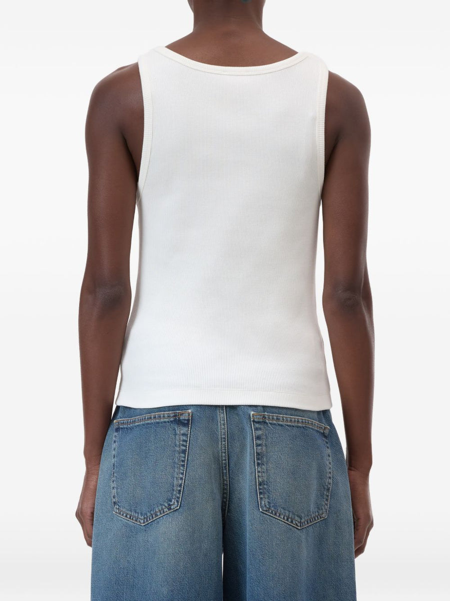 Closed Ivory Cotton Tank Top For Women - Ribbed Sleeveless Base Layer, Breathable Everyday Essential