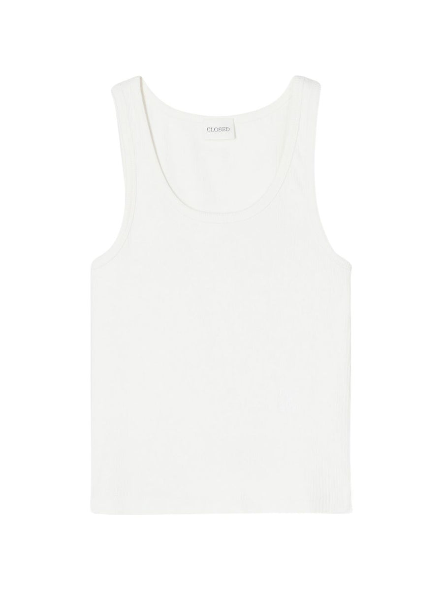 Closed Ivory Cotton Tank Top For Women - Ribbed Sleeveless Base Layer, Breathable Everyday Essential