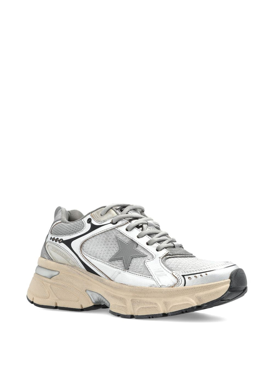Golden Goose Lightstar Grey Mesh Sneakers For Men With Signature Star Motif And Comfortable Everyday Wear
