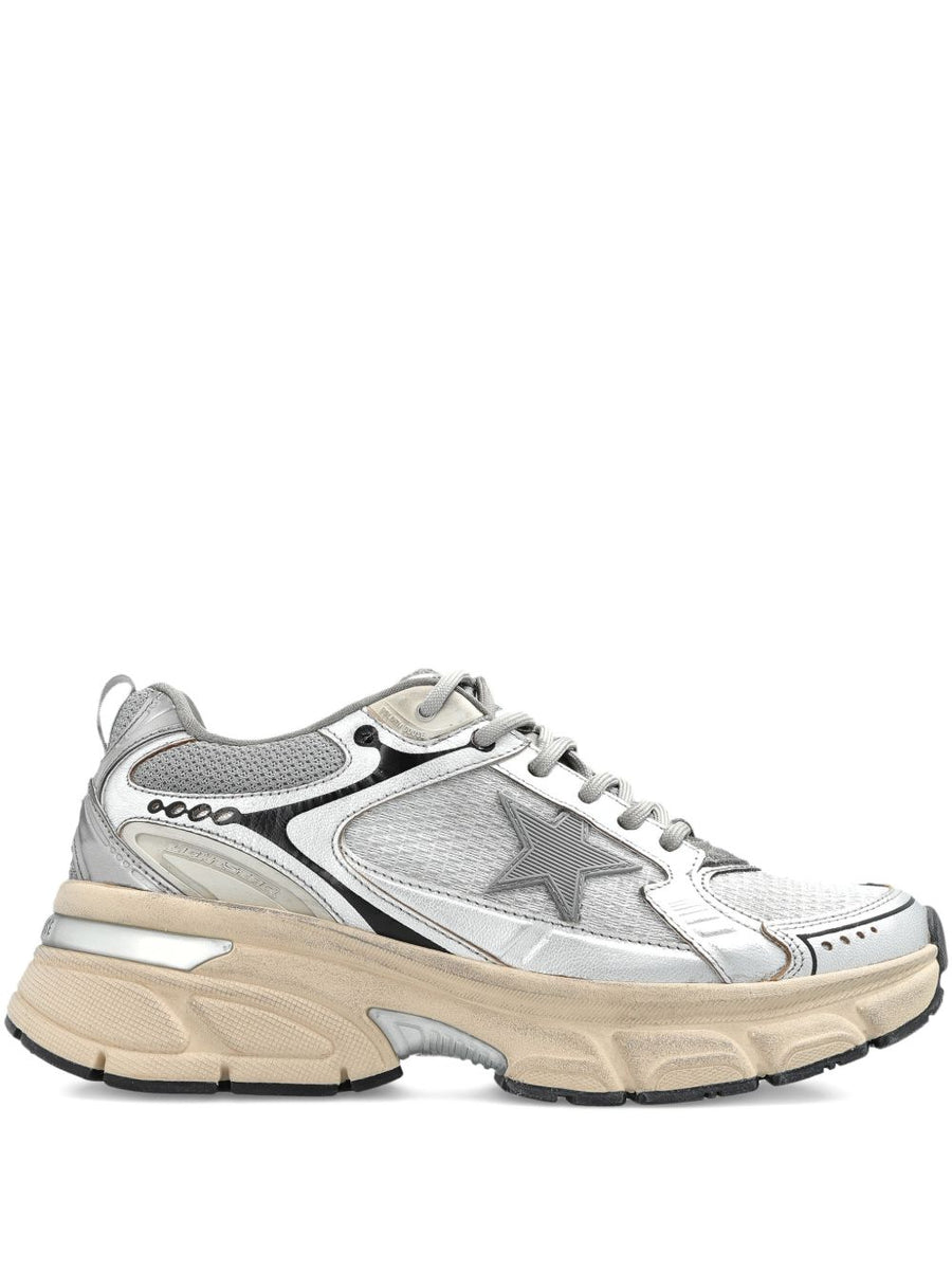 Golden Goose Lightstar Grey Mesh Sneakers For Men With Signature Star Motif And Comfortable Everyday Wear