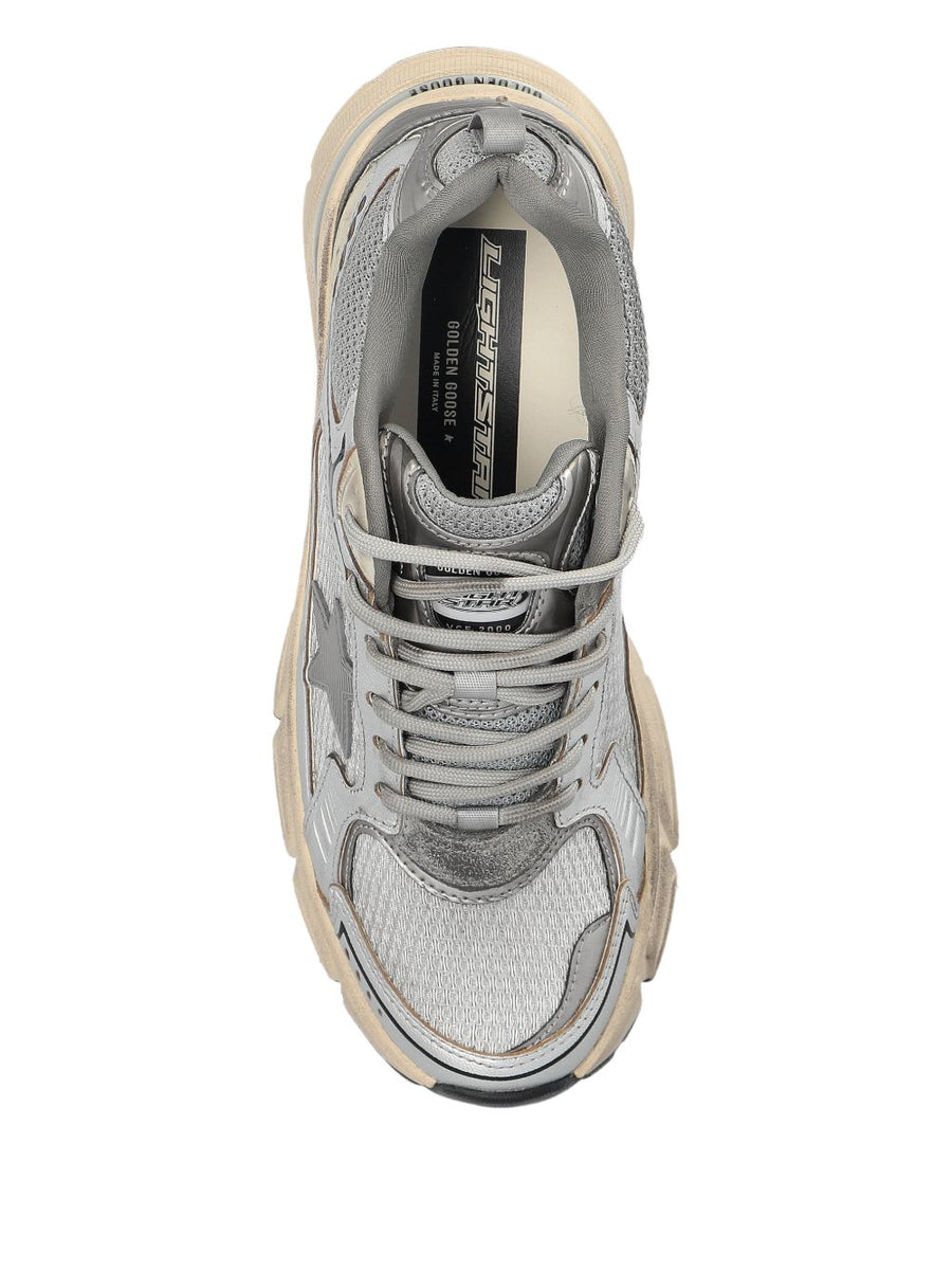 Golden Goose Lightstar Grey Mesh Sneakers For Men With Signature Star Motif And Comfortable Everyday Wear