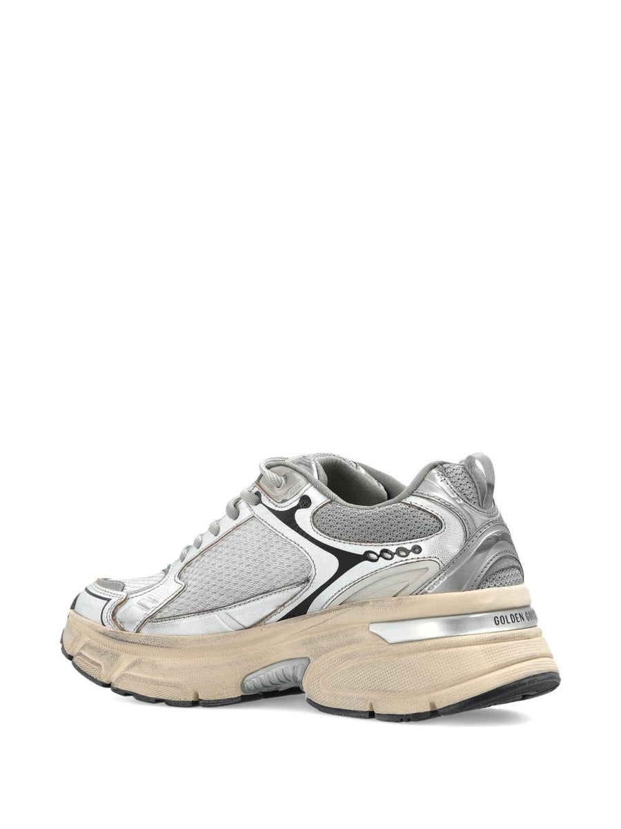 Golden Goose Lightstar Grey Mesh Sneakers For Men With Signature Star Motif And Comfortable Everyday Wear