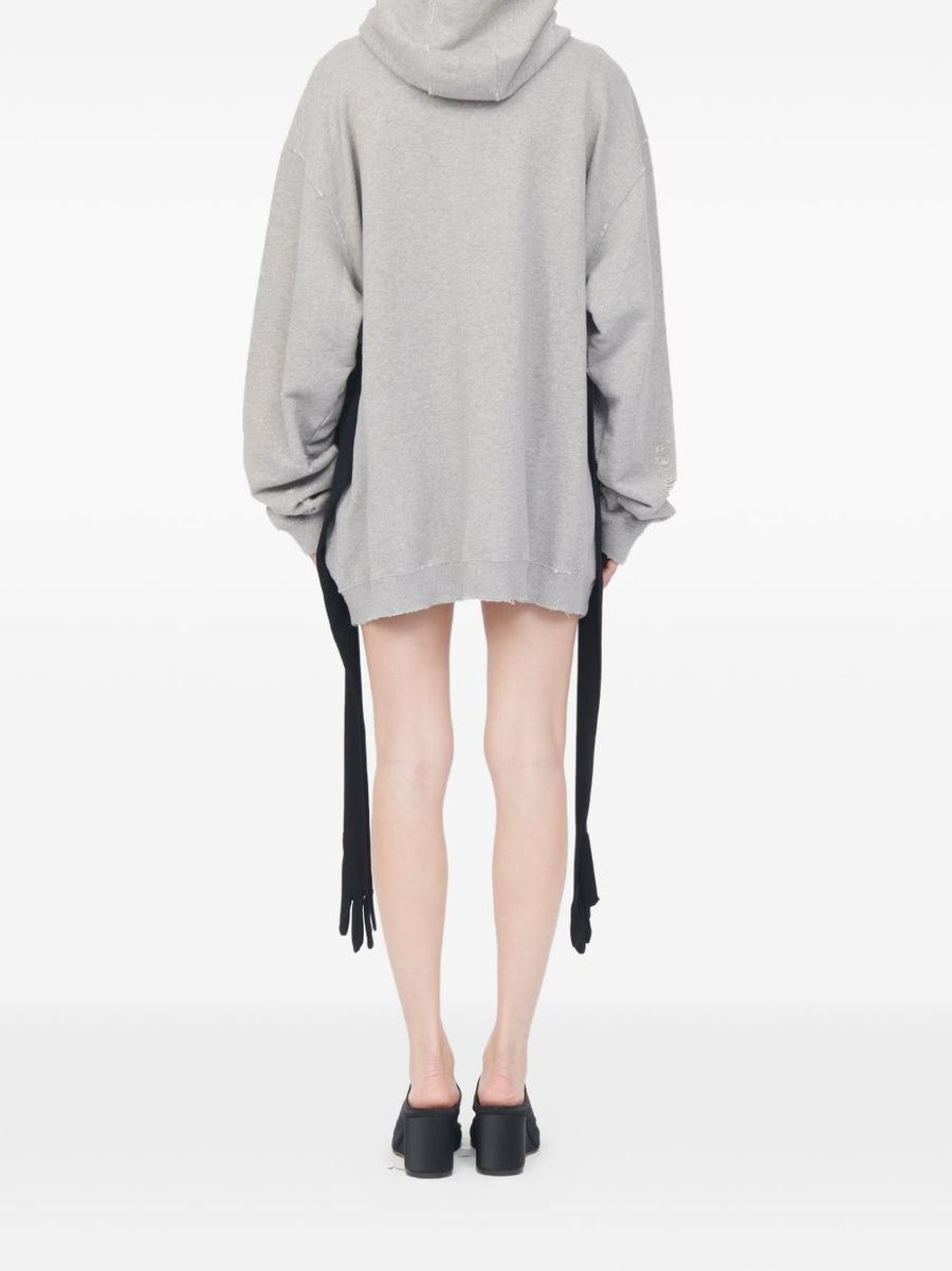 MM6 Maison Margiela Luxurious Cotton Sweatdress For Women With Tie Detail And Pockets In Grey
