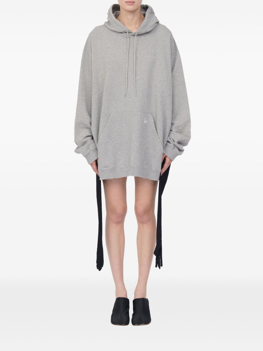 MM6 Maison Margiela Luxurious Cotton Sweatdress For Women With Tie Detail And Pockets In Grey