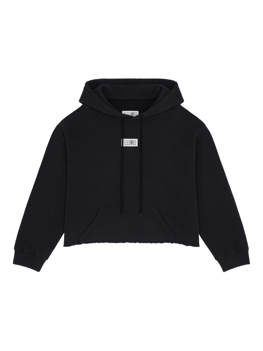 MM6 Maison Margiela Logo Cotton Hoodie For Women With Signature Logo Patch And Drawstring Hood
