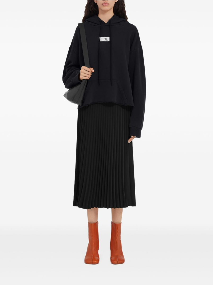 MM6 Maison Margiela Logo Cotton Hoodie For Women With Signature Logo Patch And Drawstring Hood