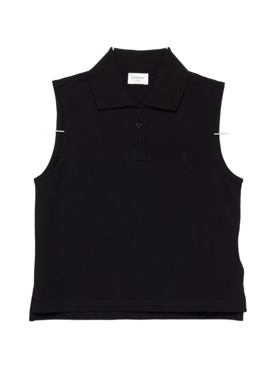 Saint Laurent Cotton Sleeveless Polo For Women Breathable Luxury Topwear Versatile Wardrobe Essential