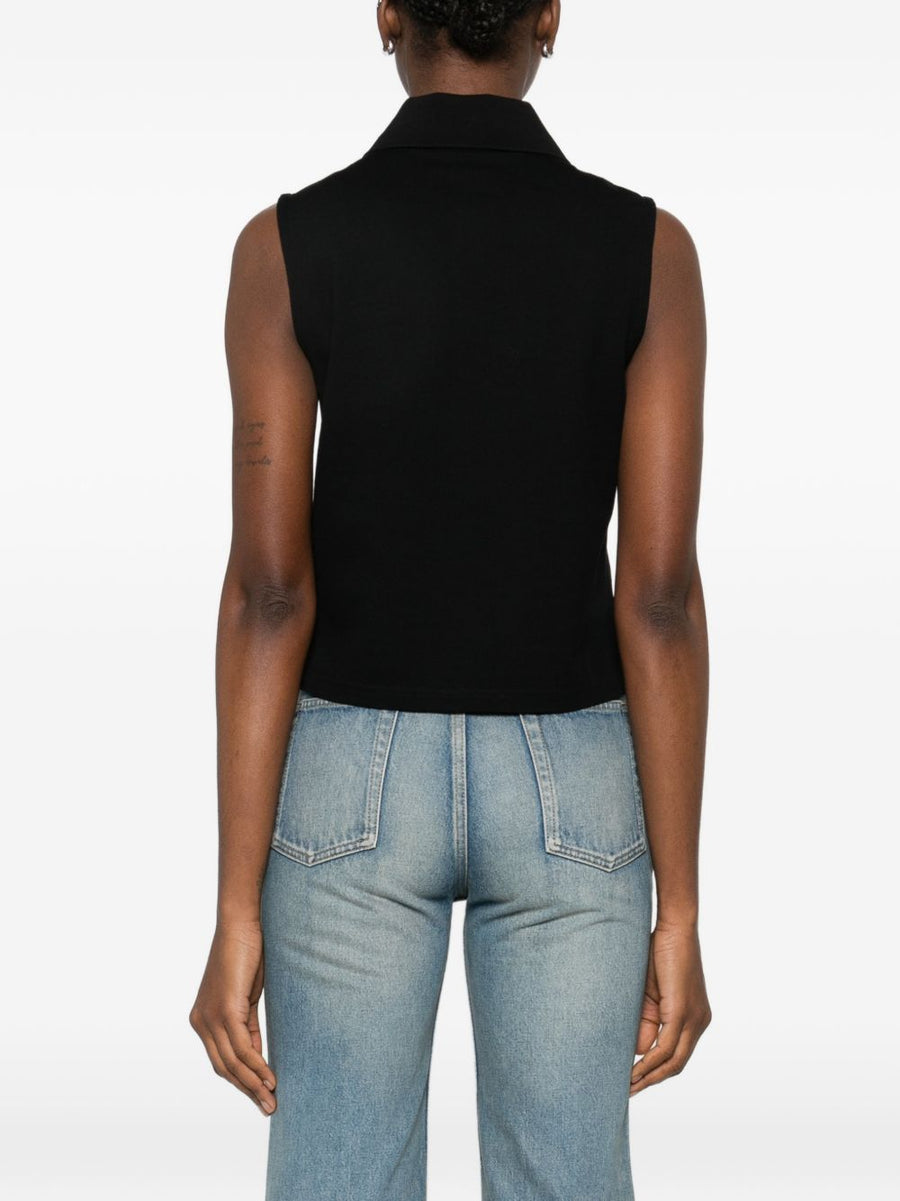 Saint Laurent Cotton Sleeveless Polo For Women Breathable Luxury Topwear Versatile Wardrobe Essential
