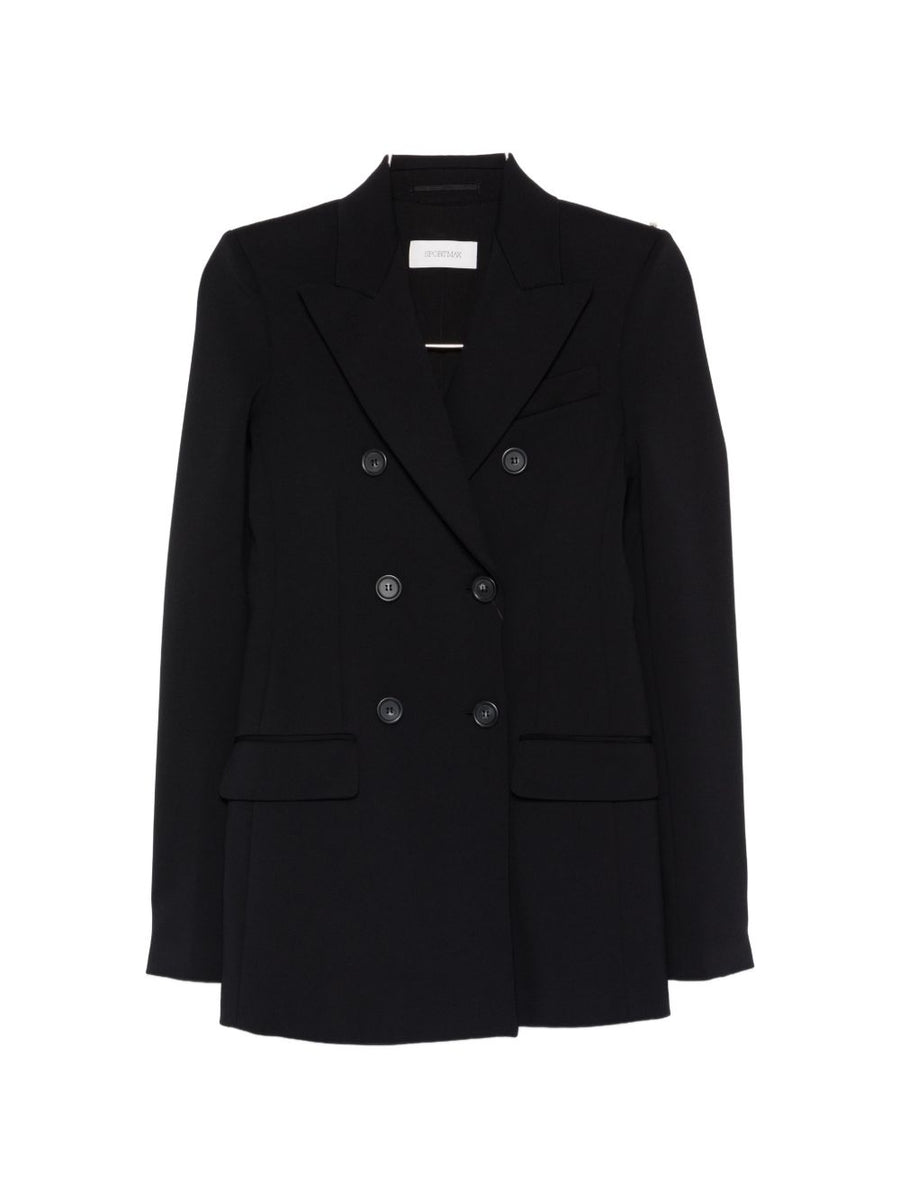 Sportmax Pre Nylon Blouson Jacket for Women, Stretch Nylon, Structured Double Breasted, Desk to Dinner Chic