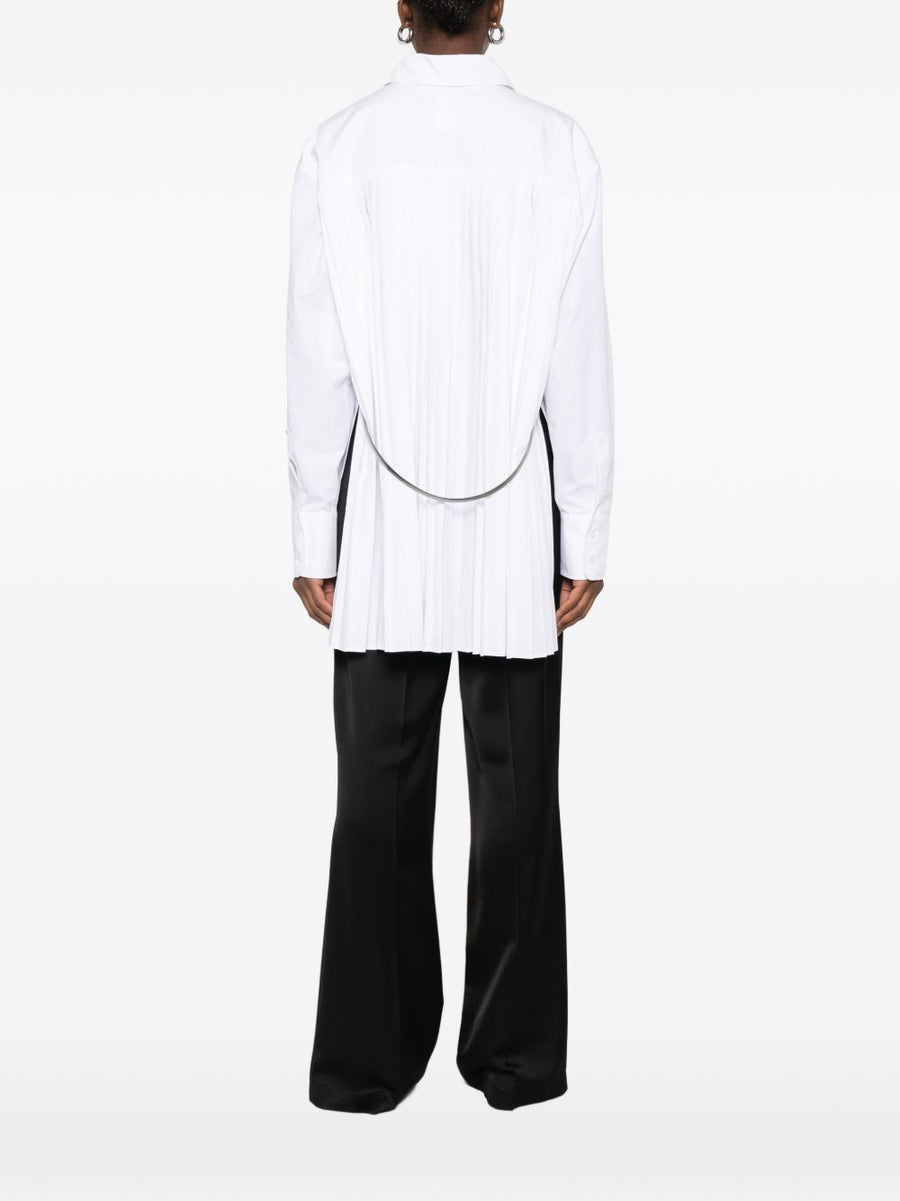 Sportmax Pre Cotton Blend Shirt For Women White Button Front With Chest Pocket And Pleated Hem