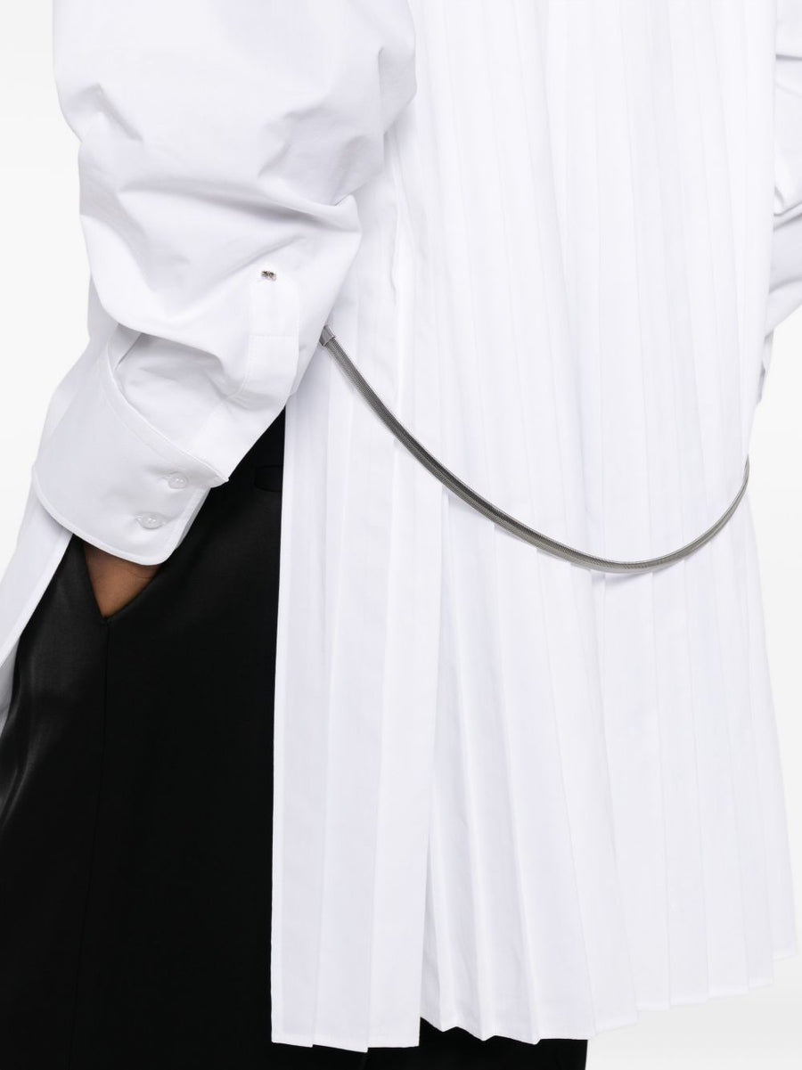 Sportmax Pre Cotton Blend Shirt For Women White Button Front With Chest Pocket And Pleated Hem